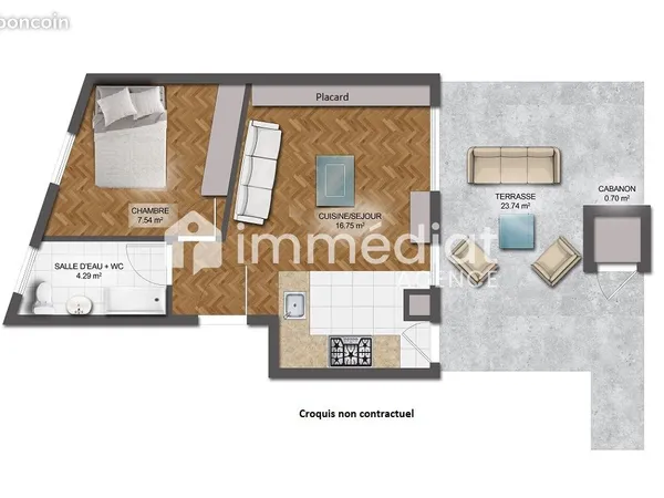 Appartement 2 pièces 29 m²