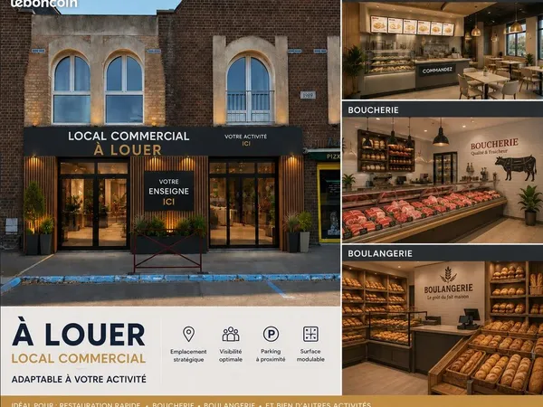 Local commercial pour boucherie, traiteur, boulangerie ou diverses activités