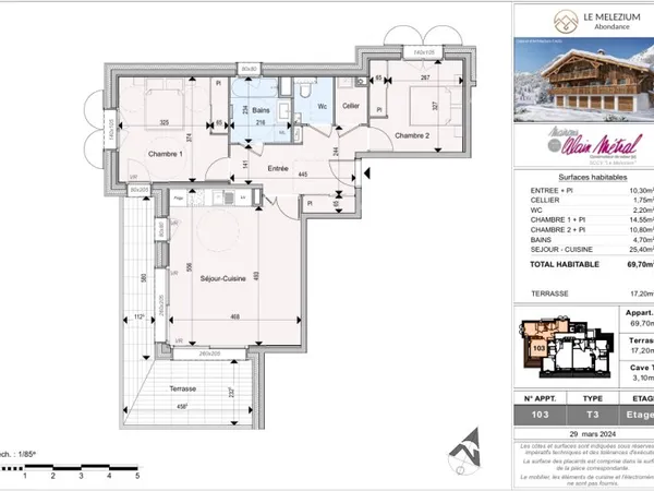 Appartement 3 pièces 70 m²