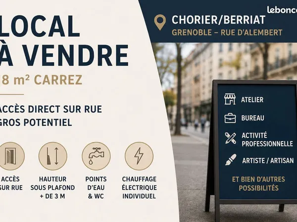 Local 18 m² avec accès direct sur rue - Chorier/Berriat