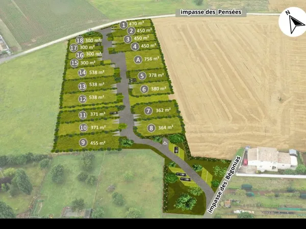 Terrain en lotissement 300 m²