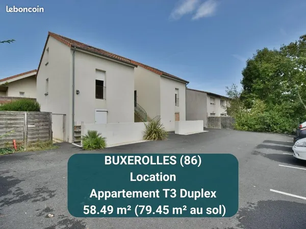 T3 duplex 58,49 m² / 79,45 m² au sol + 2 parkings - buxerolles