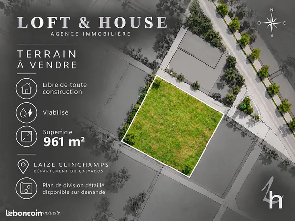 Terrain 961 m² LAIZE CLINCHAMPS