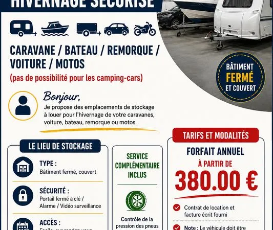 Location emplacement hivernage caravane
