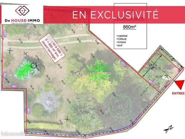 Terrain 860 m² ingrandes