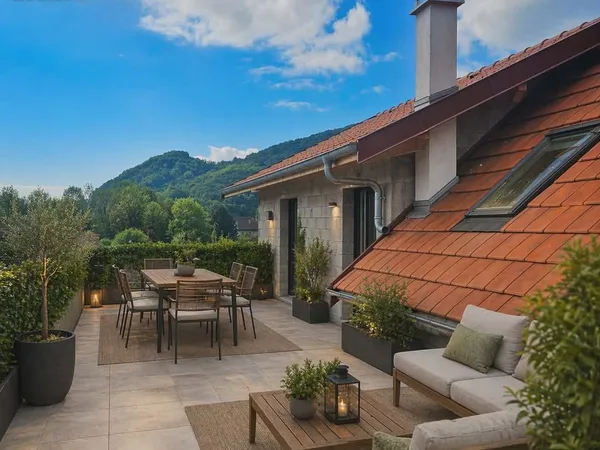 Appartement avec toiture terrasse et rez de jardin