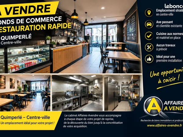 Épicerie, local commercial, restauration, restauration rapide 60 m² QUIMPERLE