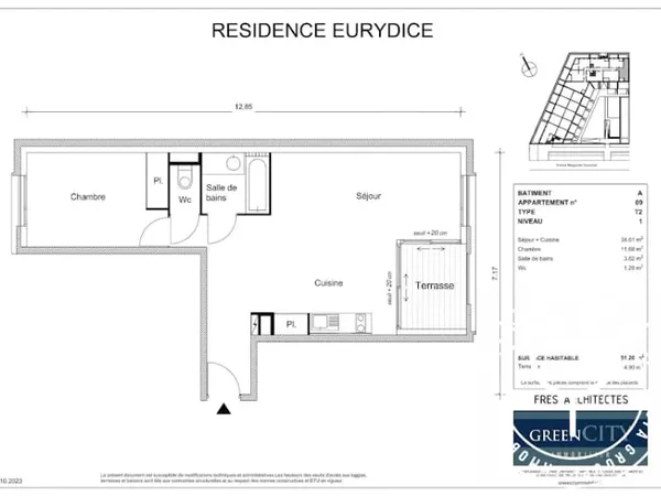 Appartement 2 pièces 51 m²