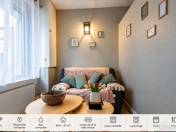 Appartement 37 m² meublé, équipé, tout inclus