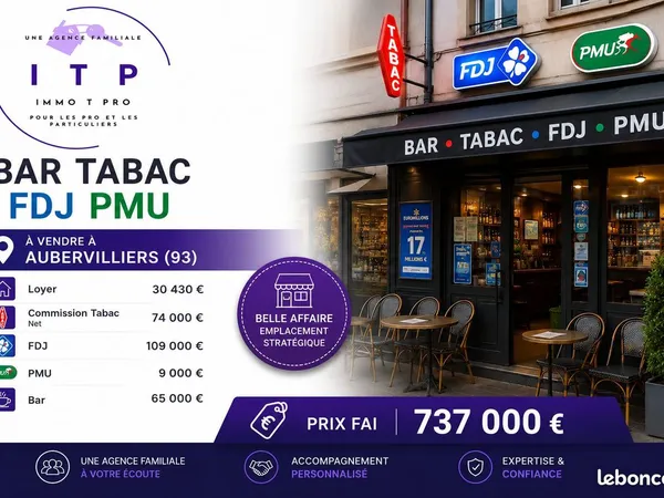 Bar, fdj, pmu, tabac 95 m² Bobigny
