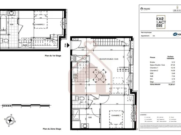 Appartement 3 pièces 75 m²