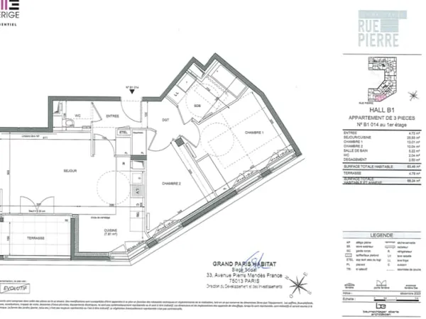 Appartement 3 pièces 63 m²