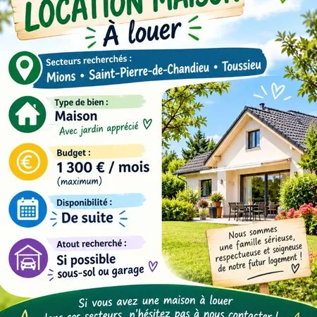 Maison Location Mions 4p 90m² 1300€