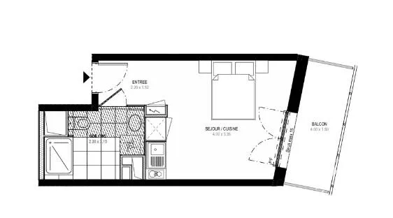 Studio 1 pièce 25 m²