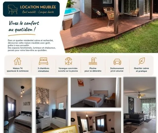 Maison T4 meublée avec piscine - La Réunion