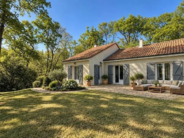 La fraîcheur d'un espace boisé, autour de cette maison offrant 200 m² de potentiel habitable grâce à