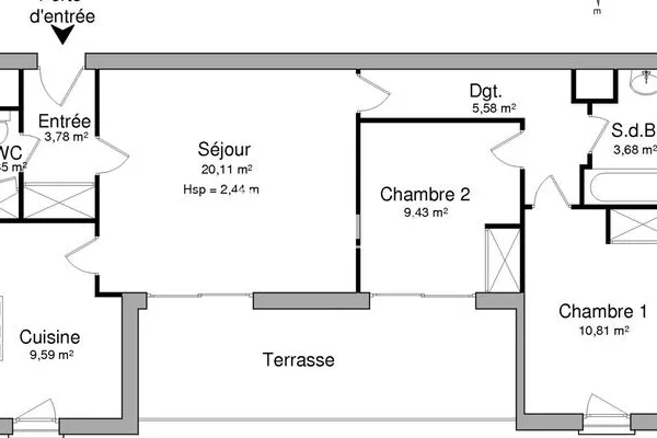 Appartement 3 pièces 65 m²
