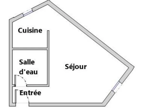 T1 meublé 22,5 m² traversant - parking - proche bus