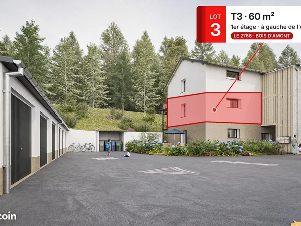 T3 de 60m² à aménager, balcon, parking, garage - Bois d'Amont