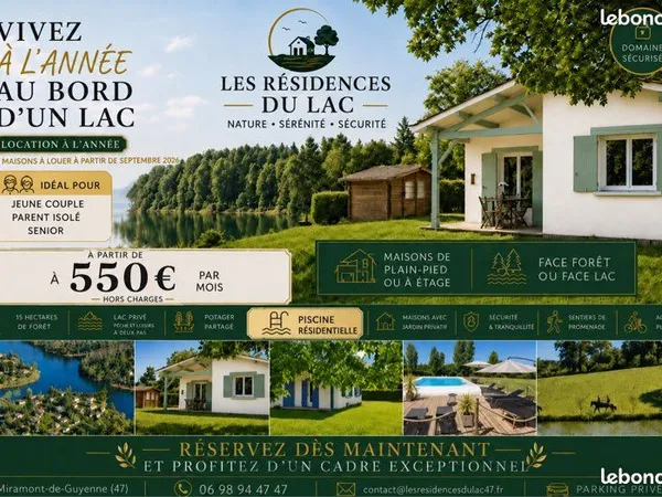Location maisons dans residence calme en pleine nature
