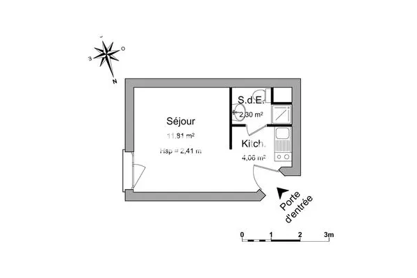 Appartement 1 pièce 18 m²