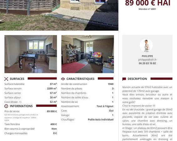 Maison avec terrain 2300 m²