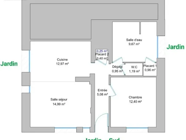 Appartement T2 - RDJ - 58 m² - Quartier Frugy