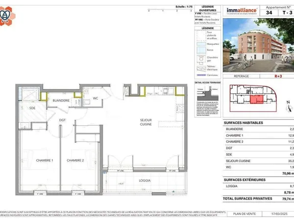 Appartement 3 pièces 71 m²