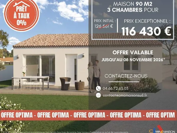 Projet de construction d'une maison 90 m² avec terrain à LANGLADE (30)