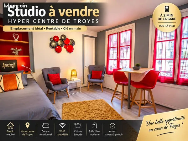 Troyes - Studio meublé proche Gare - Idéal investissement