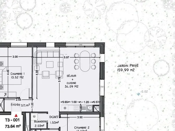 Appartement 3 pièces 74 m²