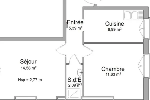 Appartement 2 pièces 41 m²