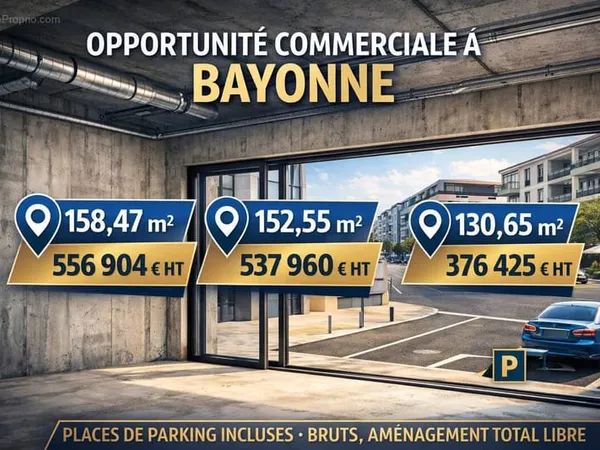 À vendre locaux commerciaux neufs avec parking opportunité rare à bayonne