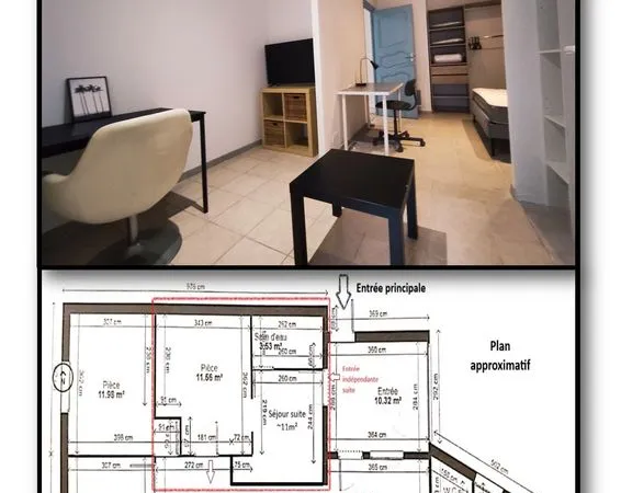 Studio privatif de 25 m2 au sein d'une colocation avec entrée indépendante