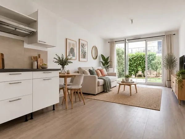 Pontault-Combault-Appartement 2 pièces-Très bon état- Résidence de 2017-Jardin-terrasse-Parking-lumi