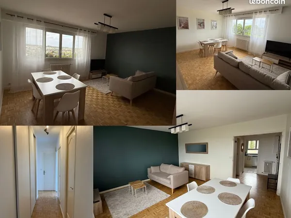 Appartement meublé T3 72m² hyper centre + garage fermé + cave. Charges incluses