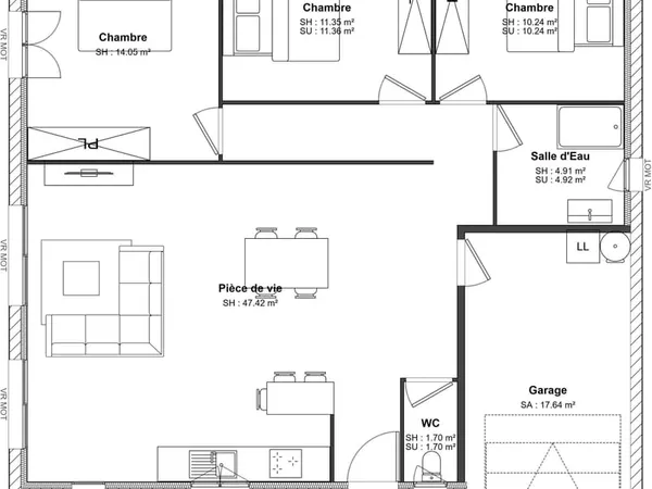 A Tautavel, villa T4 de plain pied avec garage et jardin en 4 Faces