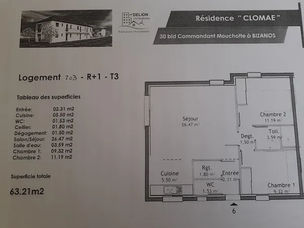 Appartement neuf Vente Bizanos 3p 63m² 159000€