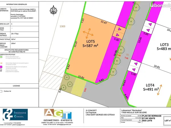 Terrain constructible 587 m2