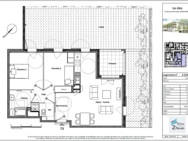 Appartement 3 pièces 66 m²