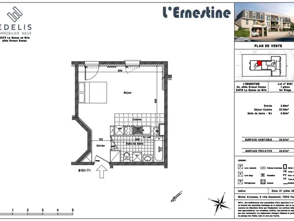 T1 récent avec parking - Résidence de 2022