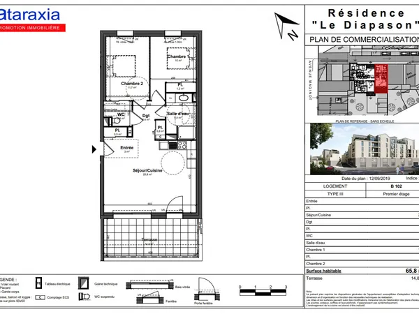 Appartement 3 pièces 65 m²