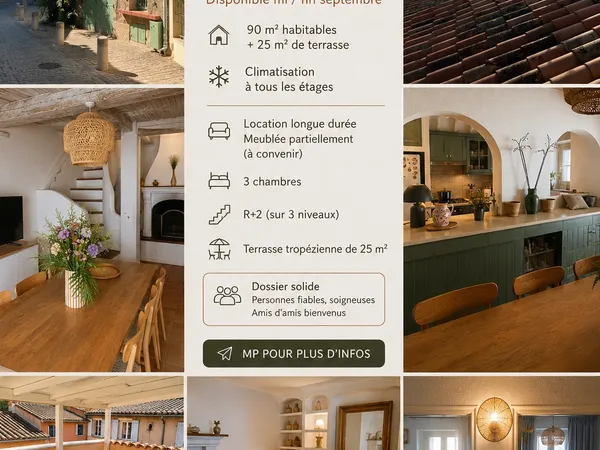 Location longue durée - Maison 3chb climatisée - Au coeur du village Plan de la Tour