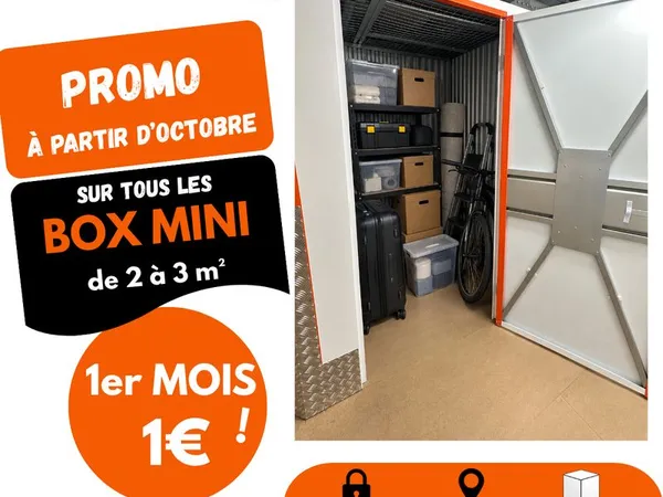 Promo Box de Stockage, mois d'octobre 1er mois à 1