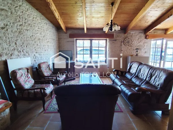 500 m océan, maison 100 m², pierre, charme, cheminée