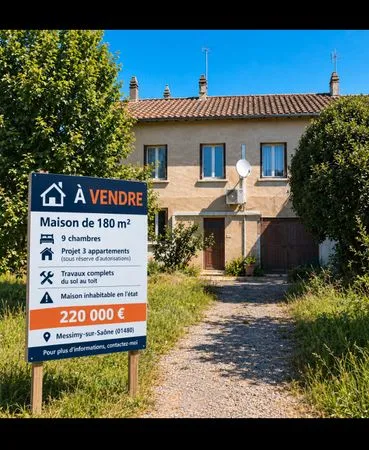 MAISON 180 m² - FORT POTENTIEL - PROJET 3 APPARTEMENTS - 220 000