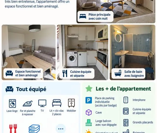 T1 bis 35 m2 en très bon état, meublé, Limoges