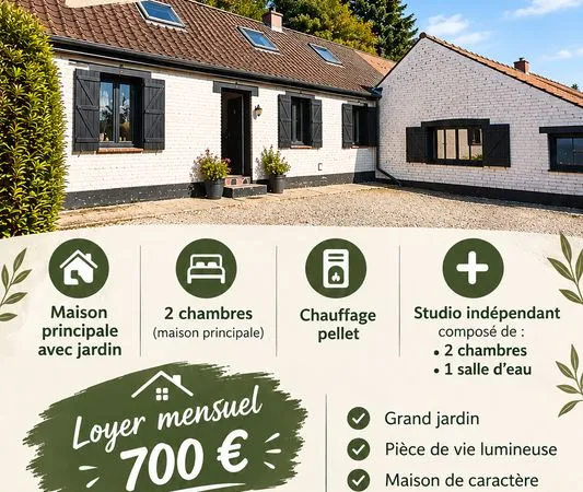 Maison 2 chambres à louer + studio