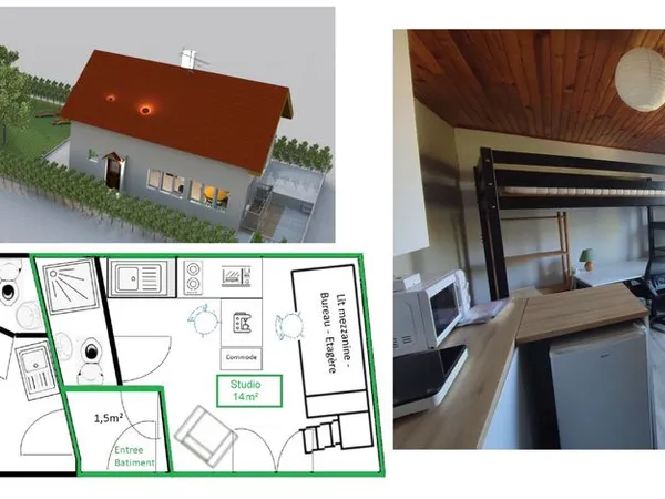 Studio meublé 14m²