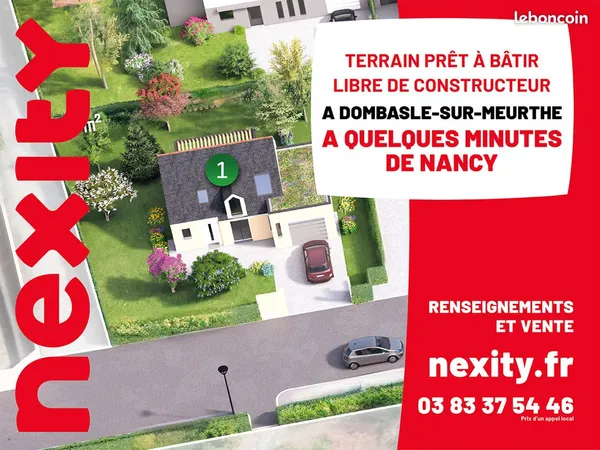 Terrain constructible à Dombaslesur- Meurthe, près de Nancy
